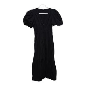 Paper Moon Black Puff Sleeve Midi Dress Size M Cottagecore